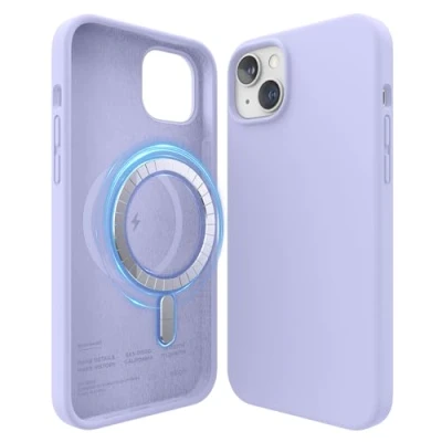 Abbildung von elago Magnetische Silikonhülle Kompatibel mit iPhone 14 Plus Hülle (6.7&quot;), MagSafe Alles Zubehör, Eingebaute Magnete, Premium Flüssigsilikon, Schutzhülle (Violett)