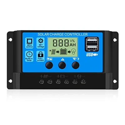 Abbildung von Thlevel 30A Solar Laderegler 12V 24V Ladegerät Controller Solarpanel Batterie Intelligente Solarregler PWM mit 5V Dual USB Port LCD Anzeige für Blei Säure Batterien