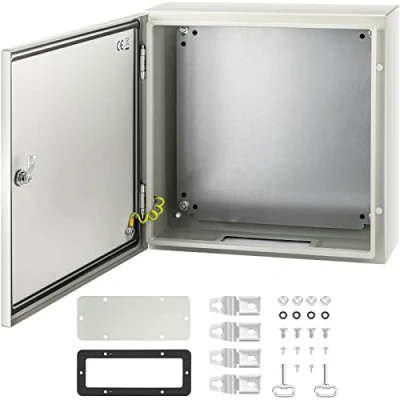 Abbildung von VEVOR Schaltschrank NEMA Industriegehäuse, 50 x 15 cm 4X Stahl Verteilerschrank, IP66 wasser und staubdicht, elektrischer Anschlusskasten für den Außen /Innenbereich, mit Montageplatte