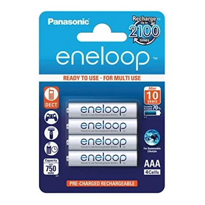 Abbildung von Panasonic eneloop, Ready to Use Ni MH Akku, AAA Micro, 4er Pack, min. 750 mAh, 2100 Ladezyklen, geringe Selbstentladung