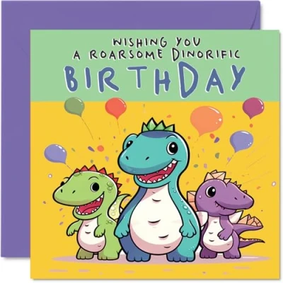 Abbildung von Stuff4 Kinder Dinosaurier Geburtstagskarte Brüllender Geburtstag für Sie oder Ihn, 145 mm x mm, Grußkarte Sohn, Tochter, Nichte, Neffe, Enkelkind,