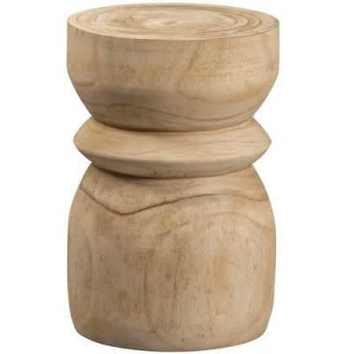 Abbildung von WOOOD Bikkel Hocker Rund Natürliches Paulownia Holz Langlebig Sitzhocker Planzentisch Couchtisch Beistelltisch ø28x40 cm
