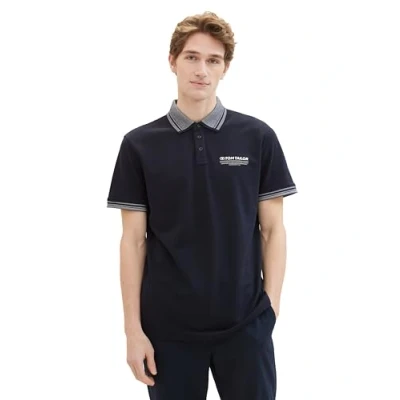 Abbildung von TOM Tailor MIT LOGO Print Poloshirt, Herren, Größe: Small, Sky captain blue