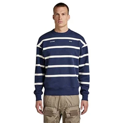 Abbildung von G STAR RAW Herren Placed stripe Sweatshirt, Mehrfarben (sartho blue/milk D22226 B782 8099), XS