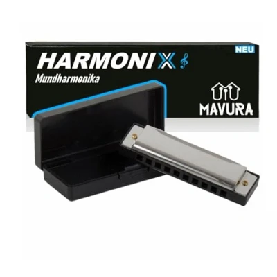 Abbildung von MAVURA Mundharmonika HARMONIX Hochwertige Metall C Dur Mundharmonica 10 Loch, diatonische Harmonika für Anfänger u. Fortgeschrittene