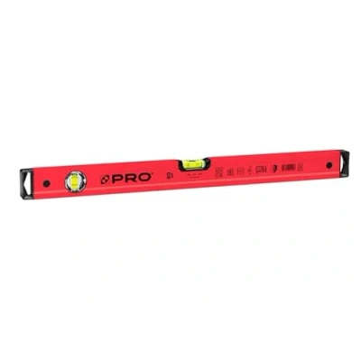Abbildung von PRO600 Wasserwaage 60 cm mit Ergonomischen Profil ERS+ (Easy Reading System) Präzise Anti Shock Absorber Endkappen Farbe Rot