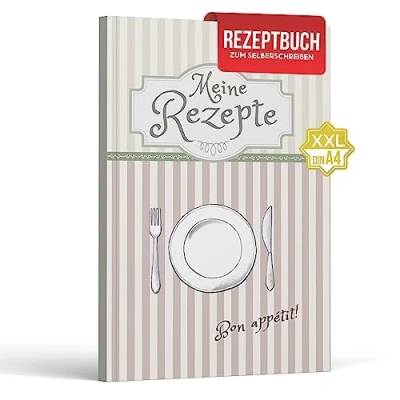 Abbildung von LifeDesign Notizbuch Rezeptbuch zum Selberschreiben, Kochbuch DIN A4, Hardcover, stabile Fadenbindung, edles Papier