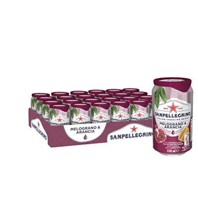 Abbildung von Sanpellegrino Limonade mit Orange und Granatapfel Melograno &amp; Arancia Hoher Fruchtanteil 16% aus Orangen Prickelnd süße Geschmacksnote 24er Pack (24 x 0,33l) Einweg Dosen