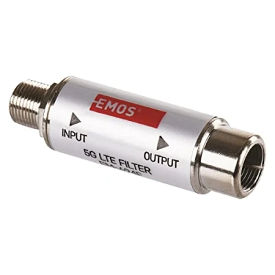 Abbildung von EMOS LTE/4G/5G Sperrfilter, Durchlassbereich bis 694 MHz, DC Durchlass, 1,6 x 4 cm, F Anschluss J5711 Silbern