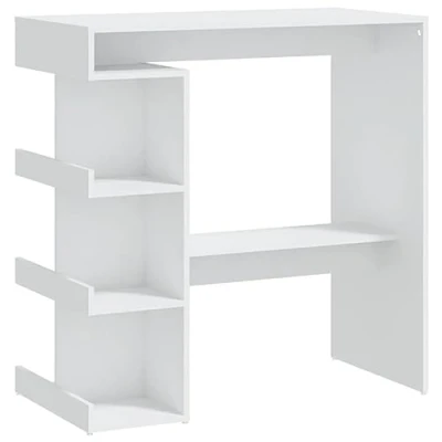 Abbildung von vidaXL Bartisch mit Regal Bartresen Stehtisch Tresentisch Bistrotisch Küchentisch Loungetisch Tisch Weiß 100x50x101,5cm Holzwerkstoff