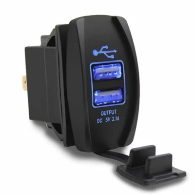 Abbildung von 3.1A 12 24V Dual USB Ladegerät Steckdose Buchse Motorrad KFZ Einbau Wasserdicht Autoladegerät