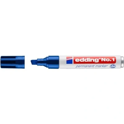 Abbildung von edding No 1 Permanentmarker blau 10 Stifte Keilspitze 5 mm wasserfest, wischfest, schnell trocknend Multimarker im Taschenformat für Karton, Kunststoff, Holz, Metall, Glas