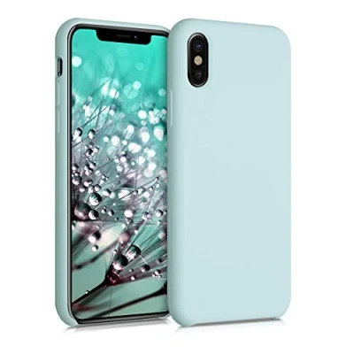Abbildung von kwmobile Hülle kompatibel mit Apple iPhone X Silikon Handy Case Handyhülle weiche Oberfläche kabelloses Laden Cool Mint