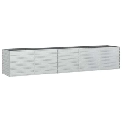 Abbildung von vidaXL Garten Hochbeet Pflanzkasten Pflanzbeet Gemüsebeet Blumenbeet Blumenkasten Frühbeet Gartenbeet Blumenkübel Pflanzkübel 400x80x77cm Verzinkter Stahl Silbern
