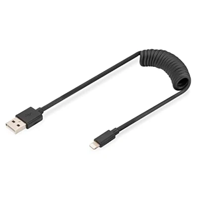 Abbildung von DIGITUS USB 2.0 A auf Lightning Spiralkabel 2.0, PD 20W Max MFI Zertifizierung