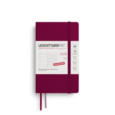 Abbildung von LEUCHTTURM1917 372513 Wochenkalender &amp; Notizbuch Pocket (A6) 2026, 12 Monate, Softcover, Port Red, Deutsch