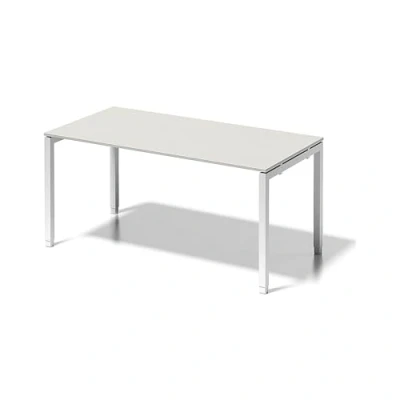 Abbildung von BISLEY Cito Schreibtisch, 650 850 mm höheneinstellbares U Gestell, Metall, Gw396 Dekor Grauweiß, Gestell Verkehrsweiß, 80 x 160 85 cm