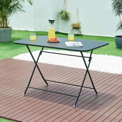 Abbildung von en.casa Klapptisch, Gartentisch »Sande« rechteckig Stahl 71x70x110 cm Schwarz