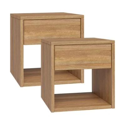 Abbildung von skølm Nachttisch Floki (2er Set), aus Eiche Massivholz, mit Schublade