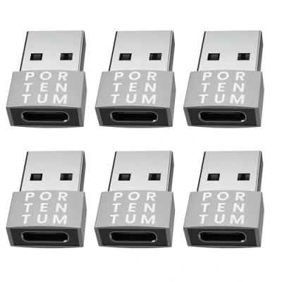 Abbildung von PORTENTUM USB auf C Adapter 480 MB Geschwindigkeit Premium Zink ermöglicht mit hoher Hitzebeständigkeit nur 4 Gramm