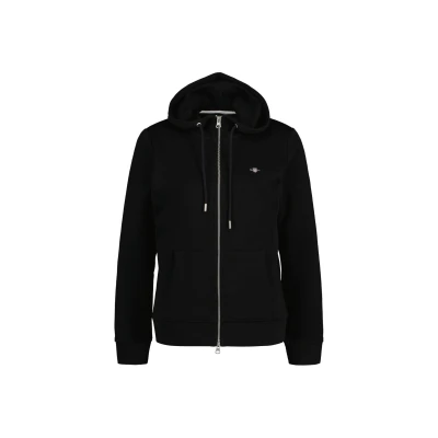 Abbildung von GANT Regular Shield ZIP Sweatjacke, Damen, Größe: 40, Schwarz