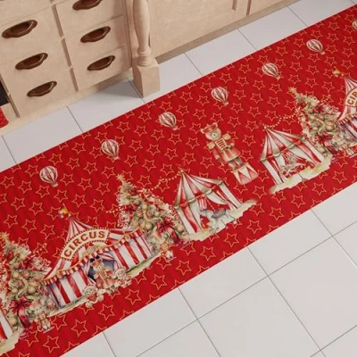 Abbildung von PETTI Artigiani Italiani Weihnachts Küchenteppich, Weihnachtsküchenläufer, rutschfest und waschbar, Küchenteppich für Weihnachten, 52 x 380 cm, hergestellt in Italien