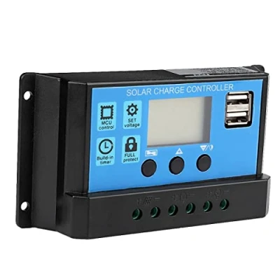 Abbildung von Solarladeregler, 60A / 50A 40A 30A 20A 10A 12V 24V Auto Solarladeregler PWM Controller Einstellbarer LCD Display mit zwei USB Anschlüssen (30A)(60A)