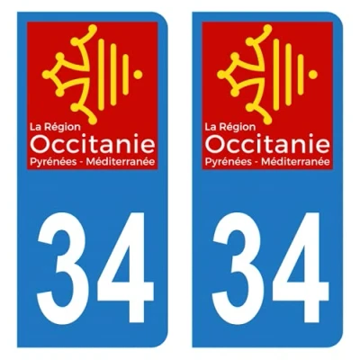 Abbildung von Hadexia Aufkleber für Nummernschild, Auto, Departement 34, Hérault, Logo der Okzitanien
