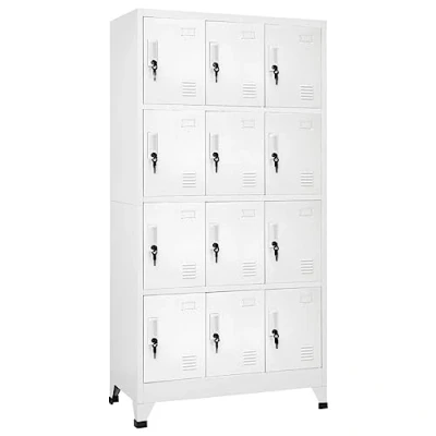 Abbildung von vidaXL Umkleideschrank mit 12 Fächern Lüftungsöffnungen Schließfachschrank Stahlschrank Schrank Wertfachschrank 90x45x180cm Grau Stahl