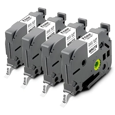 Abbildung von Pristar 6mm Kompatibel Schriftband als Ersatz für Brother TZe 211 TZe211 TZ Schwarz auf Weiß Etikettenband P touch PT H105 H107B P300BT D210 H101TB P750W H110 P700 D400