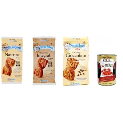 Abbildung von 3x Mulino Bianco Nastrine Blätterteig Kuchen 240g + Italian Gourmet polpa 400g