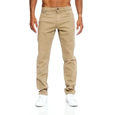 Abbildung von JEEL Herren Jeans Regular Fit Straight Cut Stretch Hose Basic Washed 09 Camel 31W / 38L