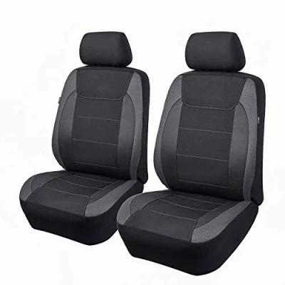 Abbildung von Flying Banner Gabardine Vordersitzbezüge aus Netzstoff Airbag kompatibel universell für die meisten Autos LKWs Lieferwagen SUVs (Grau)