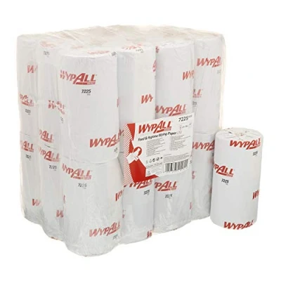 Abbildung von WypAll L10 Papier Reinigungstücher für Lebensmittel und Hygiene 7225 1 lagige blaue Kompaktrolle 24 Rollen mit Zentralentnahme x 165 Wischtücher (insges. 3.960)