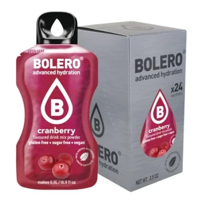 Abbildung von Bolero Cranberry 24x3g Saftpulver ohne Zucker, gesüßt mit Stevia + Vitamin C geeignet für Kinder, Sportler und Diabetiker glutenfrei veganfreundlich Geschmack