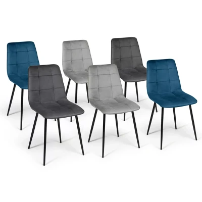 Abbildung von IDMarket 6 Stühle Mila aus Samt Mix Color 2, Dunkelgrau x2, Hellgrau, 2 Stück