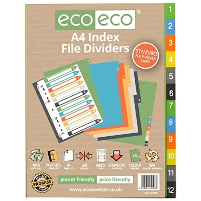 Abbildung von eco Registerblätter, A4, 50% recycelt, 12 Stück