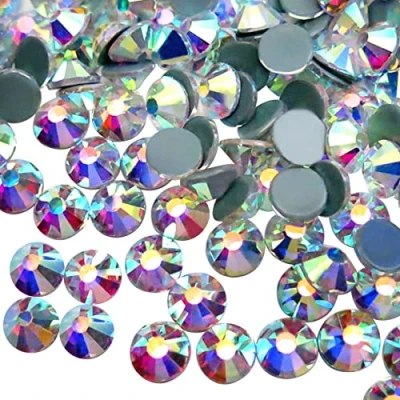 Abbildung von Jollin Hot Fix Kristalle Flacher Rückseite Strasssteine Glas Glitzersteine Nagelkunst Edelsteine Runde Diamant Gems, SS12 1440pcs, Hotfix Crystal AB