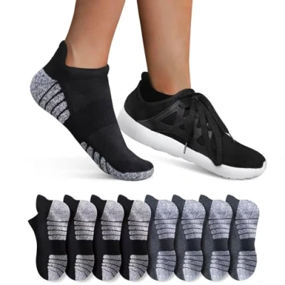 Abbildung von YouShow Sneaker Socken Herren 47 50 8 Paar Damen Laufsocken Kurze Halbsocken Quarter Sportsocken Atmungsaktiv Schwarz Dunkelgrau