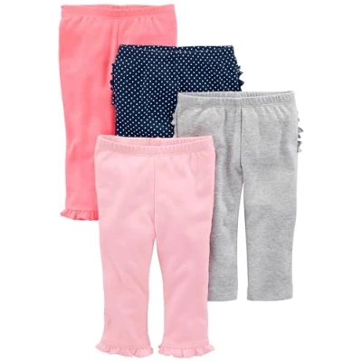 Abbildung von Simple Joys by Carter&#039;s Baby Mädchen 4 Pack Pant Hose, Grau/Korallenrosa/Marineblau Punkte/Rosa, 3 6 Monate (4er Pack)