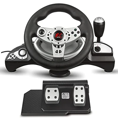 Abbildung von NanoRS RS700 Gaming Lenkrad (inkl. Handschaltung u. Pedalen, Kompatibilität, Vibrations Funktion, einstellbare Empfindlichkeit)
