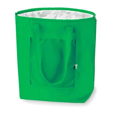 Abbildung von PromotionGift Wiederverwendbare faltbare Kühltasche, Einkaufstasche, Strandtasche leicht und langlebig, mit Aluminium Innenfutter perfekter Kühlfunktion 25L (Irisches Grün)