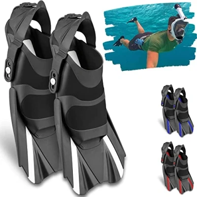 Abbildung von Khroom verstellbare Kurzflossen Erwachsene Gr. 36 47 Zum Schnorcheln und Schwimmen Made in Italy Premium Taucherflossen mit Umhängetasche Schwimmflossen (Weiß, 41)