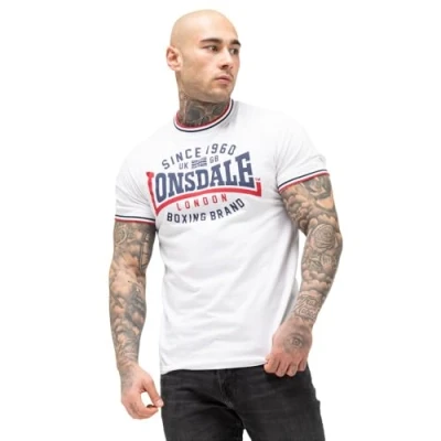 Abbildung von Lonsdale Schmale Passform Gavrene Tshirt print, Herren, Größe: Small, White navy red
