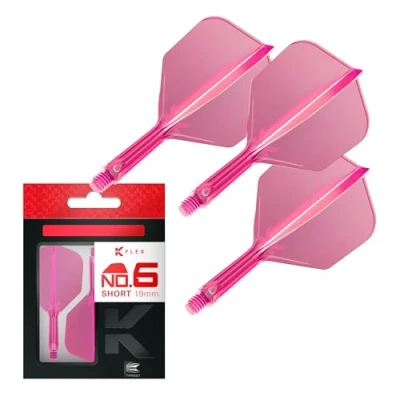 Abbildung von Target Darts K Flex Integrated Dart Flights and Shafts, Nr.6 Rosa (Kurz) 3er Pack No6, Kflex All In One Moulded Flight &amp; Stem Professionelles Zubehör