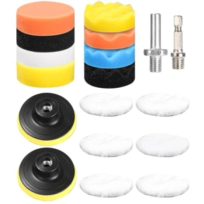 Abbildung von 80mm Polierschwämme Pads,18 Stück Polier set,Auto Polierpads,Auto Schwämme Pads Polieraufsatz,Auto Polieren für Akkuschrauber,Poliermaschine,Polierauflage,Bohrmaschine Polieren,Schleifen,Wachsen