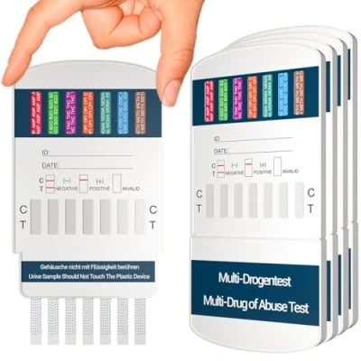 Abbildung von 5x 10in1 Multi Drogentest Urintest 10 Drogenarten Drogenschnelltest auf THC, Amphetamine, Kokain, Opiate, Meth, Methadon, MDMA, Benzodiazepine, Oxycodon und Butalbital
