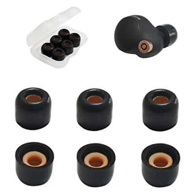 Abbildung von Ohrstöpsel aus Memory Schaum für Sony WF 1000XM4/WF 1000XM5, Ohrstöpsel, C500, LinkBuds S, 1000XM4, Ersatzspitzen, passend Ladehülle, 3 Paar, klein, Schwarz