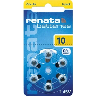 Abbildung von 120x Renata Gr. 10 Hörgerätebatterien 20x 6er Blister PR70 Gelb 1,45V ZA10.DP6