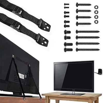 Abbildung von liltourist Möbel und Fernseher Kippsicherung, Extra Stabiler Universal Kippschutz Bruchsichere Metall Befestigung mit starken Nylon Sicherungsgurten Flachbildfernseher TV Kindersicherung